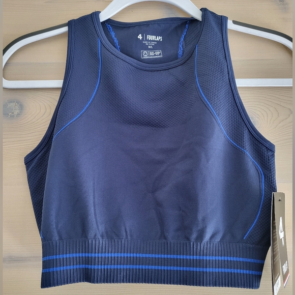 FourLaps Other - NWT FourLaps Breathe Seamless Sports Bra Midnight/Azure Blue size M/L